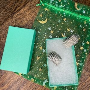 Sterling Silver Ribbed Earrings